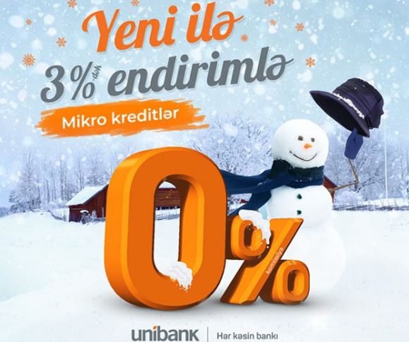 “Unibank”dan 50.000 manatadək mikrokrediti 0% komissiya ilə götürün!