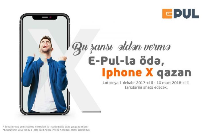 Uduşa iPhone 10 qoyuldu - E PUL-la ÖDƏ
