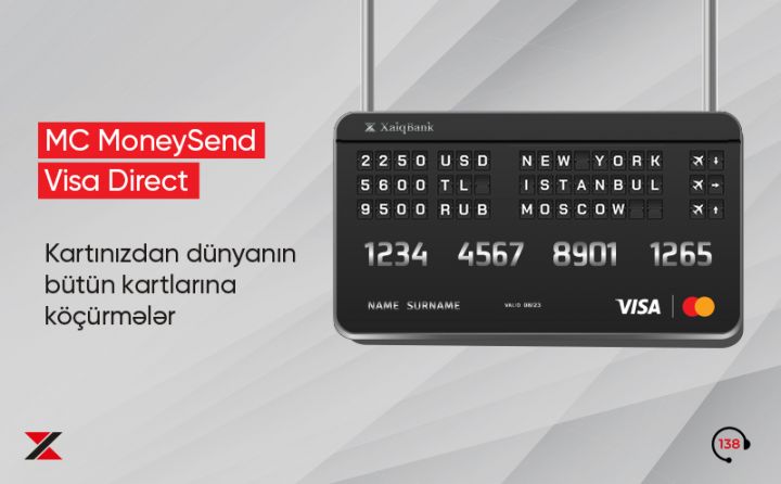 Xalq Bankın kartlarından istənilən xarici bank kartına köçürmələr