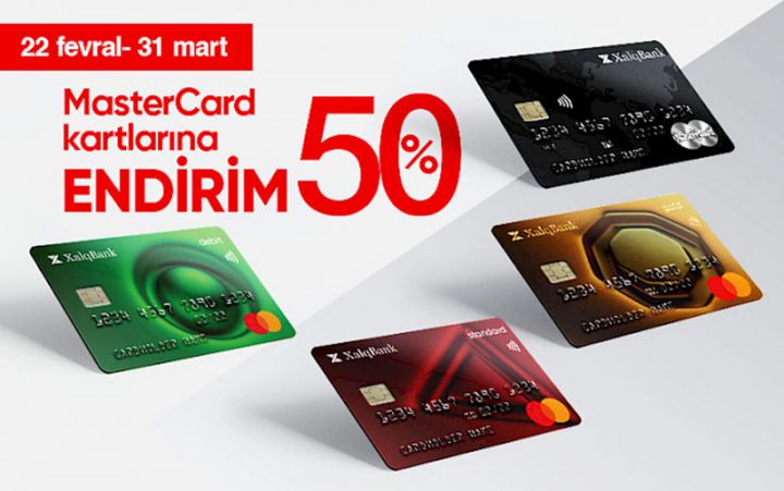 Xalq Bankdan MasterCard kartları - 50% endirimlə!