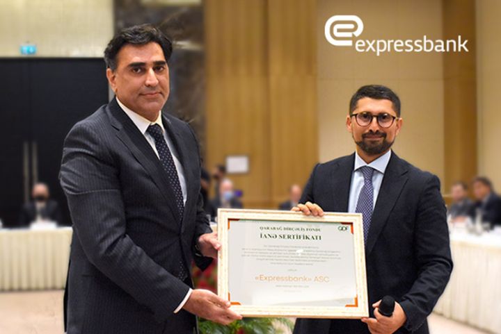 Expressbank-a “Qarabağ Dirçəliş Fondu”-nun xüsusi sertifikatı təqdim olunub