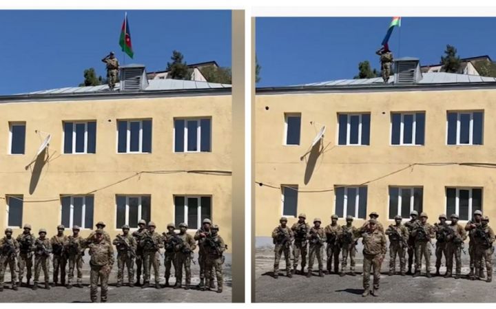Laçın şəhərində Azərbaycan Bayrağı ucaldılıb, general Prezidentə məruzə edilib - VİDEO