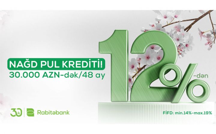Rabitəbank 12%-dən nağd pul krediti təklif edir