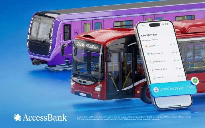 AccessBank kartları ilə ictimai nəqliyyatda ödənişlərə 20% keşbek imkanı!