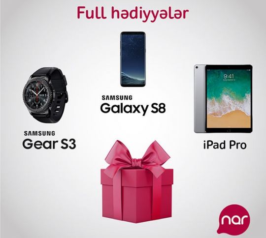 “Full” paketinə qoşul, “Nar”-dan “Samsung Galaxy S8” və ya “iPad Pro” qazan!