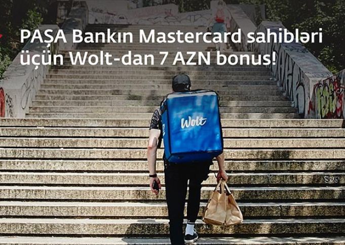 PAŞA Bankın Mastercard sahibləri üçün Wolt-dan 7 AZN bonus!
