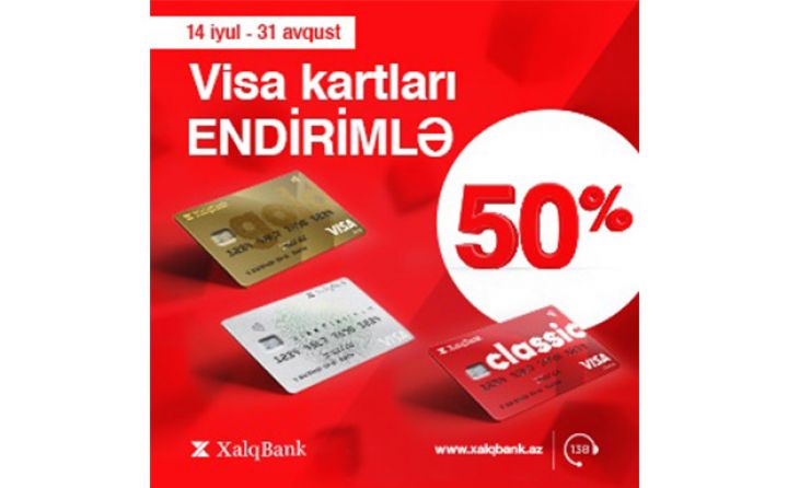 Xalq Bankdan VİSA kartları 50% endirimlə!