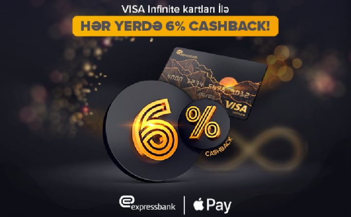 “Expressbank”ın “VISA Infinite” kartları minimum 6% “cashback” qazandırır!