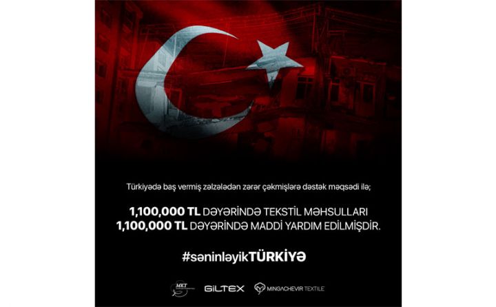 GP COTTON Türkiyəyə 2,2 milyon TL dəyərində yardım etdi