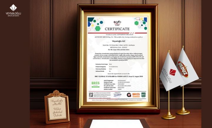 “Ulduz” Şokolad Fabriki yüksək dərəcəli beynəlxalq sertifikata layiq görülüb