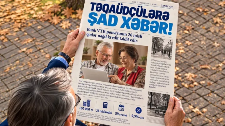 Bank VTB (Azərbaycan) 70 yaşadək təqaüdçülərə 100 000 manatadək nağd kredit təklif edir ®
